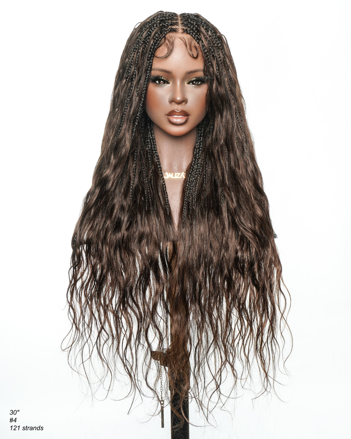 Michelle Luxury 30" 250 Density Pre Bleached Swiss HD Full Lace Bora Bora Boho Box Braided Wig With Human Hair Boho Curls