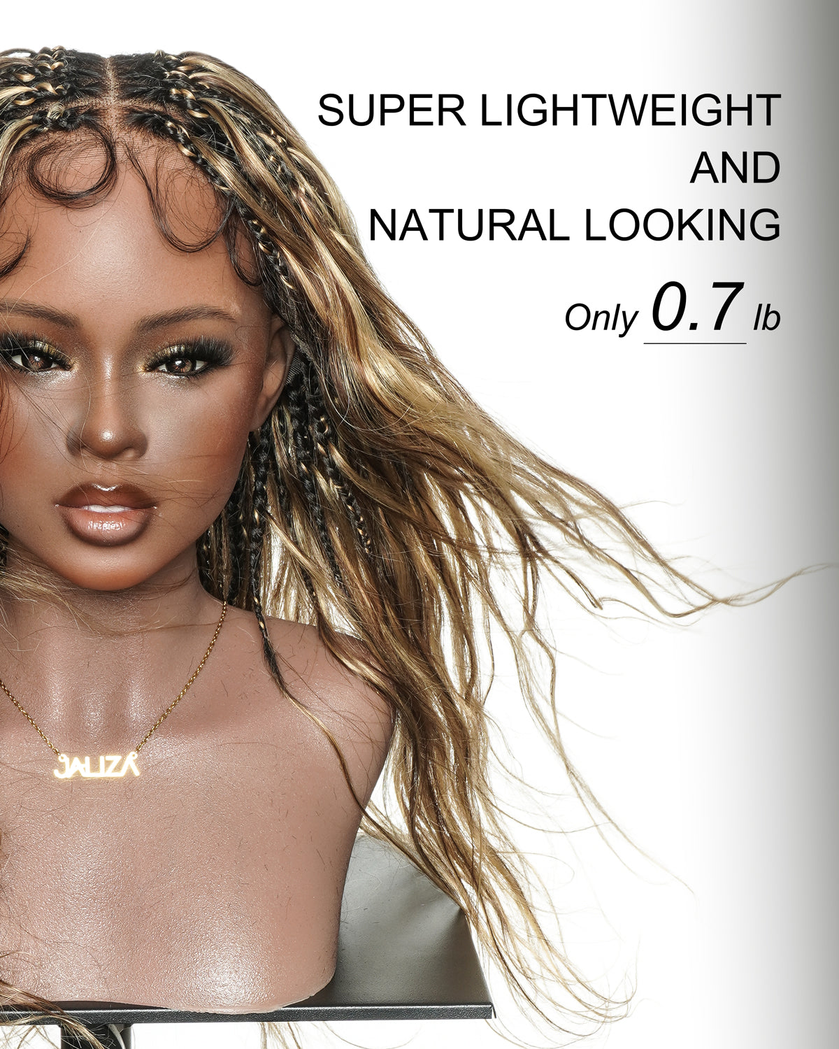 Michelle - Braided Wig Bora Bora Human Hair Body Wave Pre Bleached HD Full Lace Boho Box Braids