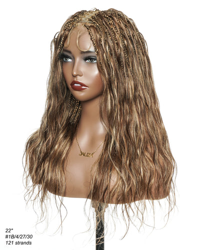 Michelle - 22" Balayage #4/30/27 Pre Bleached Swiss HD Full Lace Bora Bora Boho Box Braided Wig