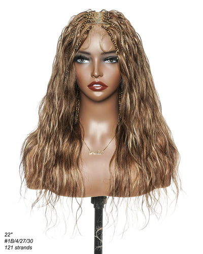 Michelle - 22" Balayage #4/30/27 Pre Bleached Swiss HD Full Lace Bora Bora Boho Box Braided Wig