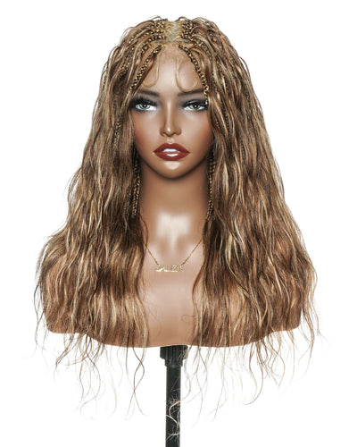 Michelle - 22" Balayage #4/30/27 Pre Bleached Swiss HD Full Lace Bora Bora Boho Box Braided Wig