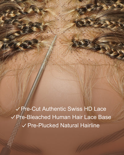 Michelle - 22" Balayage #4/30/27 Pre Bleached Swiss HD Full Lace Bora Bora Boho Box Braided Wig