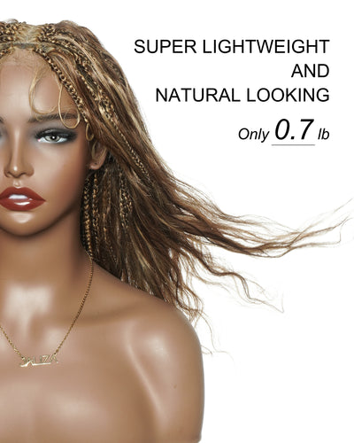 Michelle - 22" Balayage #4/30/27 Pre Bleached Swiss HD Full Lace Bora Bora Boho Box Braided Wig