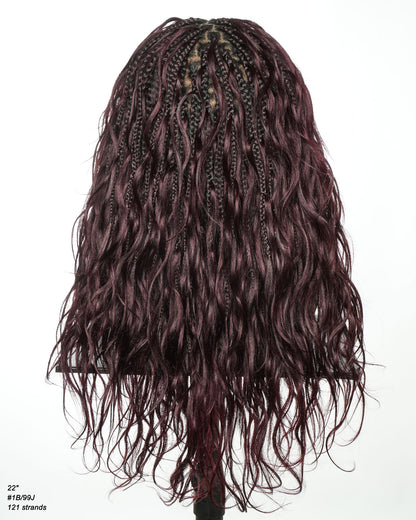 Michelle - 22" Burgundy Bora Bora Boho Box Braided Wig