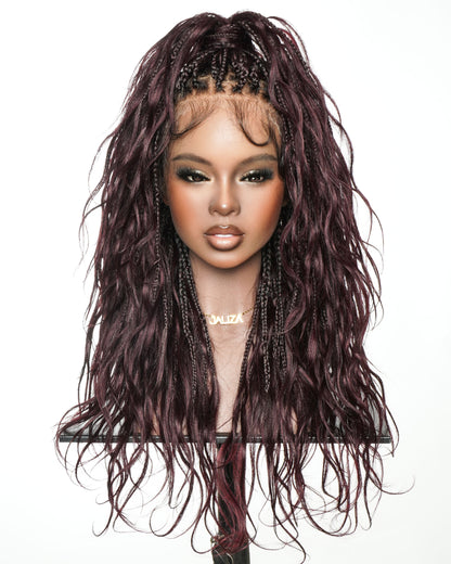 Michelle - 22" Burgundy Bora Bora Boho Box Braided Wig