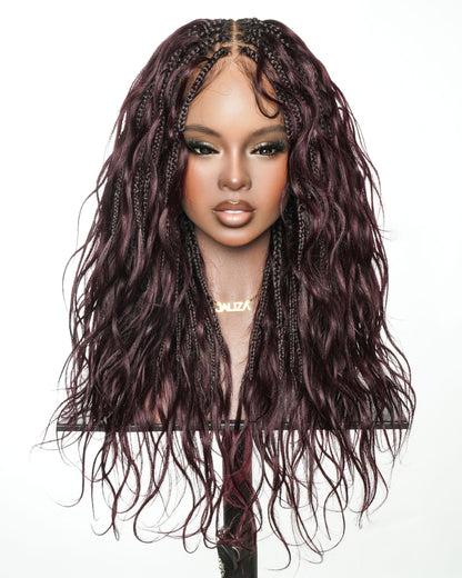 Michelle - 22" Burgundy Bora Bora Boho Box Braided Wig