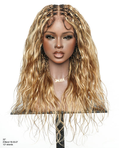 Michelle - 22" Salon-Style Balayage Blend 30/27 Glueless Boho Box Braided Wig