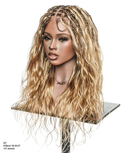 Michelle - 22" Salon-Style Balayage Blend 30/27 Glueless Boho Box Braided Wig