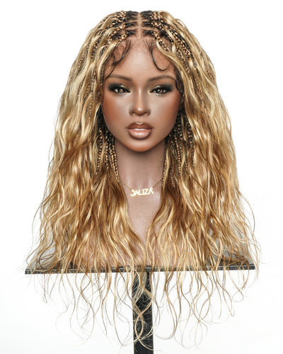 Michelle - 22" Salon-Style Balayage Blend 30/27 Glueless Boho Box Braided Wig