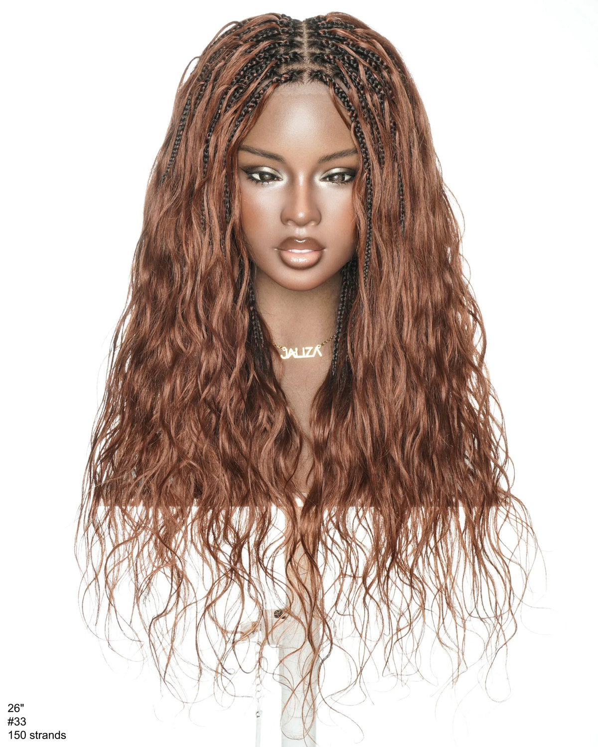 Michelle 26" Extra Full 150 Strands #33 Human Hair Boho Box Braided Wig