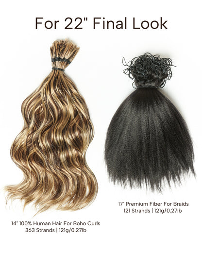 Michelle Braiding Hair Kit - Salon Solution Pre-Separated Human Hair Bulk Hair & Synthetic Fiber