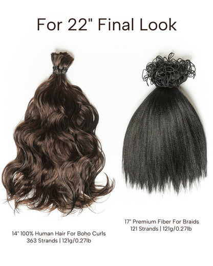 Michelle Braiding Hair Kit - Salon Solution Pre-Separated Human Hair Bulk Hair & Synthetic Fiber