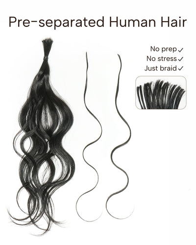 Michelle Braiding Hair Kit - Salon Solution Pre-Separated Human Hair Bulk Hair & Synthetic Fiber