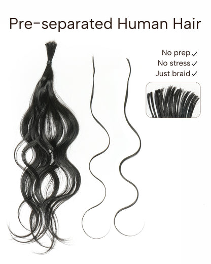 Michelle Braiding Hair Kit - Salon Solution Pre-Separated Human Hair Bulk Hair & Synthetic Fiber