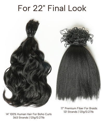 Michelle Braiding Hair Kit - Salon Solution Pre-Separated Human Hair Bulk Hair & Synthetic Fiber