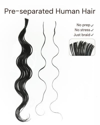 Michelle Braiding Hair Kit - Salon Solution Pre-Separated Human Hair Bulk Hair & Synthetic Fiber