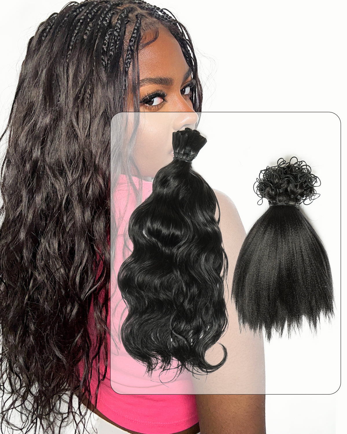 Michelle Braiding Hair Kit - Salon Solution Pre-Separated Human Hair Bulk Hair & Synthetic Fiber