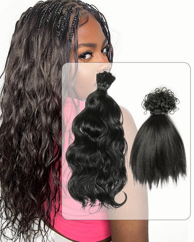 Michelle Braiding Hair Kit - Salon Solution Pre-Separated Human Hair Bulk Hair & Synthetic Fiber