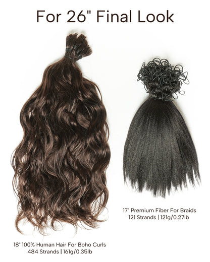 Michelle Braiding Hair Kit - Salon Solution Pre-Separated Human Hair Bulk Hair & Synthetic Fiber