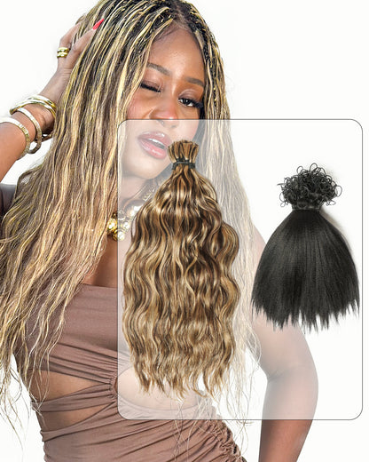 Michelle Braiding Hair Kit - Salon Solution Pre-Separated Human Hair Bulk Hair & Synthetic Fiber