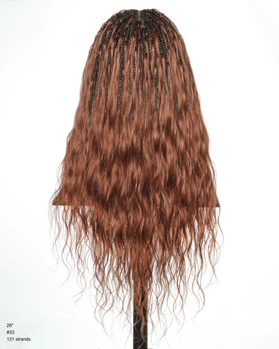 Michelle - Salon-Style Glueless Miracle Braided Wig Pre-Bleached Swiss HD Full Lace Boho Box Braids Bora Bora Human Hair Body Wave Curls