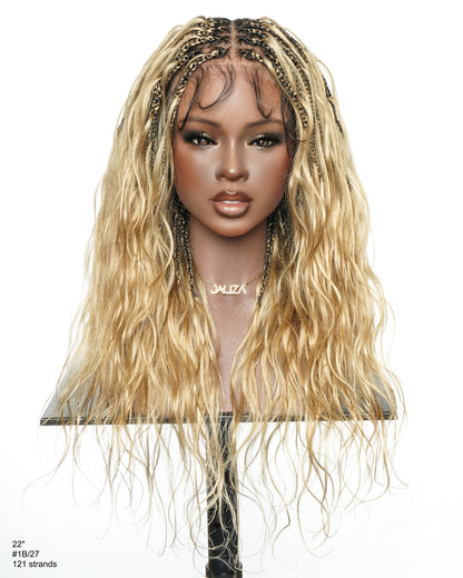 Michelle - 22" Salon-Style Honey Blond Boho Box Braided Wig