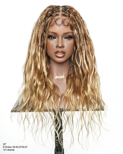 Michelle - 22" Salon-Style Balayage Ombre 1B-30-30/27-27 Glueless Boho Box Braided Wig