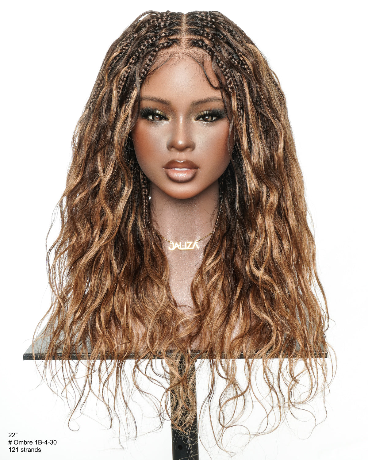 Michelle - 22" Salon-Style Balayage Ombre 1B-4-30 Boho Box Braided Wig