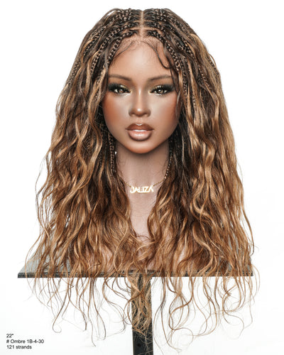 Michelle - 22" Salon-Style Balayage Ombre 1B-4-30 Glueless Boho Box Braided Wig
