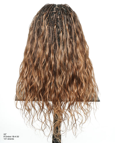 Michelle - 22" Salon-Style Balayage Ombre 1B-4-30 Glueless Boho Box Braided Wig