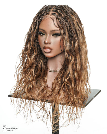 Michelle - 22" Salon-Style Balayage Ombre 1B-4-30 Boho Box Braided Wig