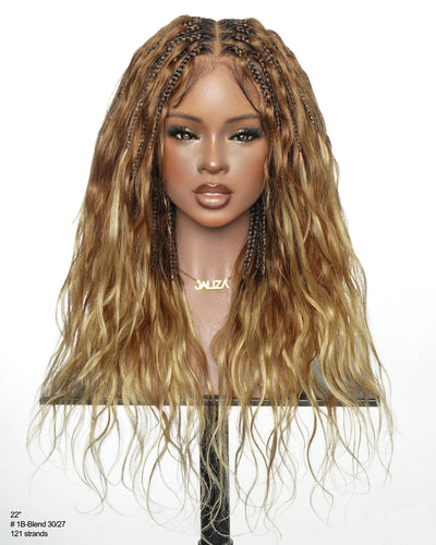 Michelle - 22" Salon-Style Balayage Ombre 30-27 Glueless Boho Box Braided Wig