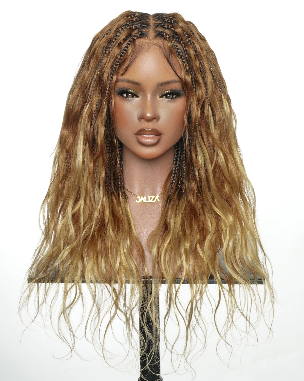 Michelle - 22" Salon-Style Balayage Ombre 30-27 Glueless Boho Box Braided Wig