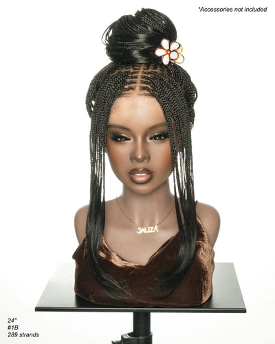 24" Micro Box 289 Strands Pre-Bleached Swiss HD Full Lace Braided Wig with Curly Ends