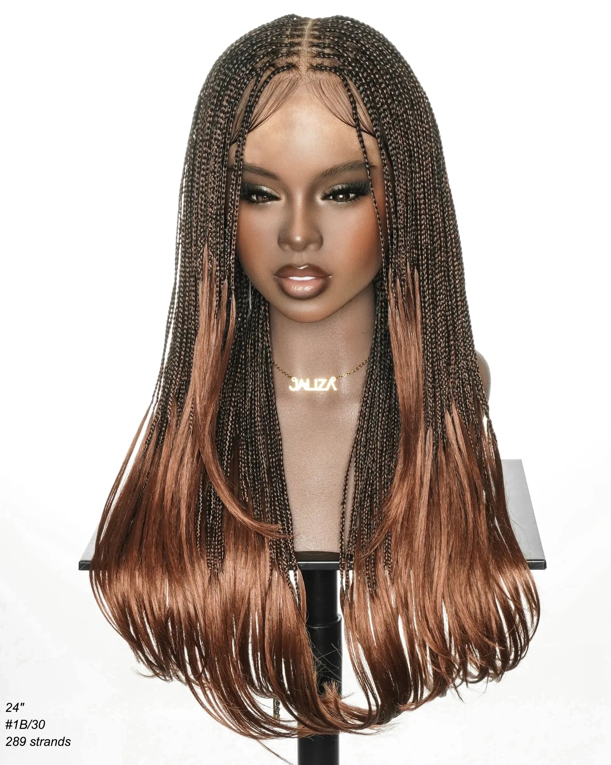 24" Micro Box 289 Strands Pre-Bleached Swiss HD Full Lace Braided Wig with Curly Ends