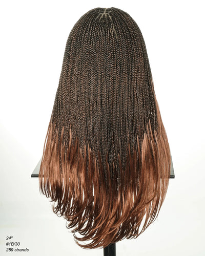 24" Micro Box 289 Strands Pre-Bleached Swiss HD Full Lace Braided Wig with Curly Ends