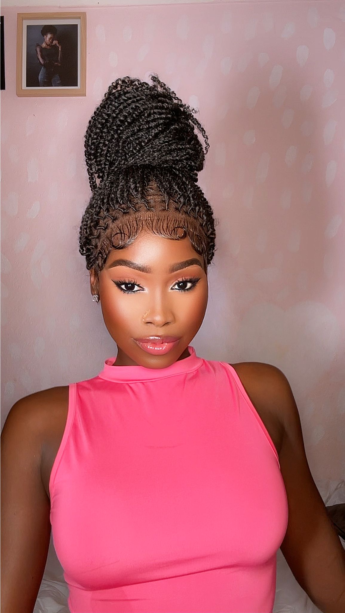 Tina - Senegalese Mini Twist Braided Wig 14" Full Hand-tied HD Lace With Curly Ends - Human Baby Hair