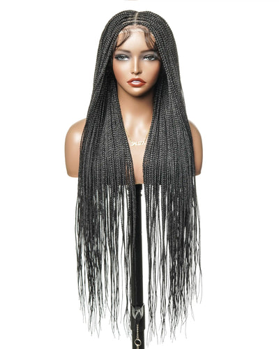 Swiss HD Full Lace Knotless Micro Box Braided Wig 36" 200 Strands