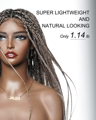 Swiss HD Full Lace Knotless Micro Box Braided Wig 36" 200 Strands