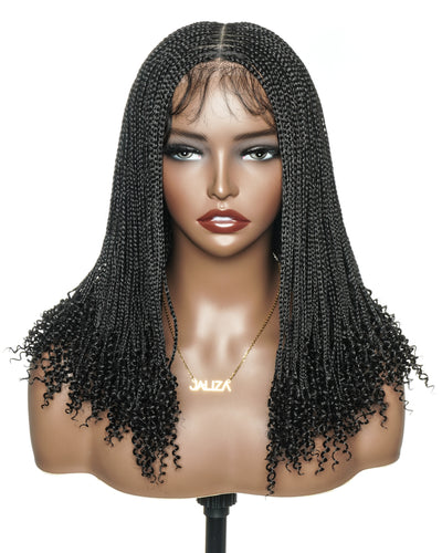 Bona - 14" Knotless Micro Box HD Full Lace Braided Wig With Curly Ends