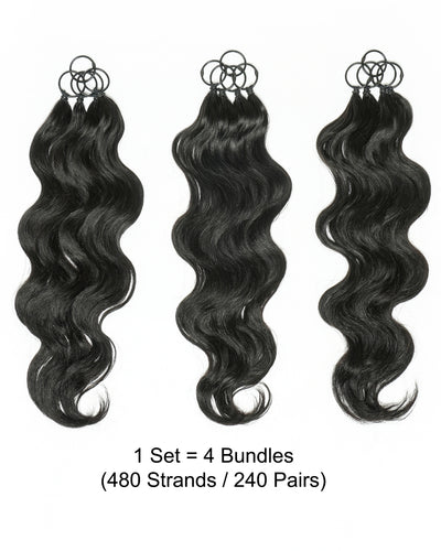 18" 100% Hand-Made Human Hair Feather Crochet Hair For Miracle Knots Hair Extensions