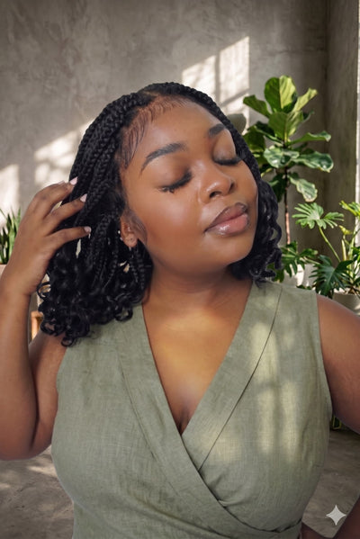 Nina - Small Head Friendly Glueless Braided Wig With Curly Ends (Small Cap Size for Petite Head)