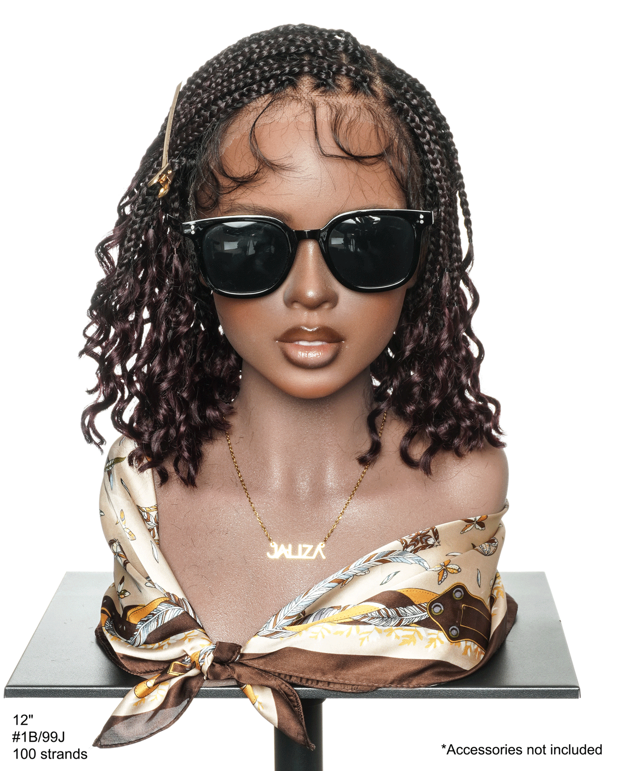 Nina - Short Pre Bleached HD Full Lace Knotless Box Braided Wig With Human Hair Curly Ends