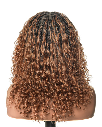 Custom Design Human Hair Deep Wave Boho Braided Wig - 121 Strands