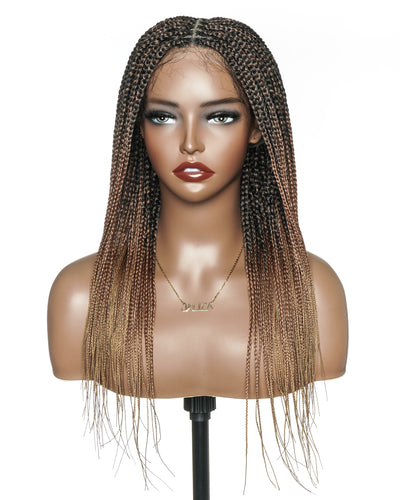 Kora - Pre Bleached Human Hair Lace Lightweight Knotless Swiss HD Lace Box Braided Wig 100 Strands