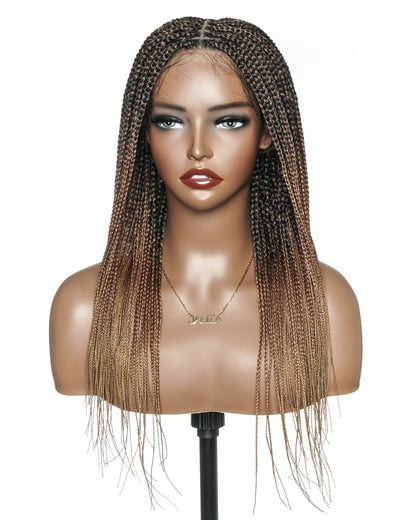 24"  Pre Bleached Human Hair Lace Lightweight Knotless HD Lace Box Braided Wig