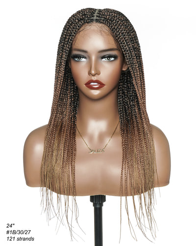 Kora - Pre Bleached Human Hair Lace Lightweight Knotless Swiss HD Lace Box Braided Wig 100 Strands