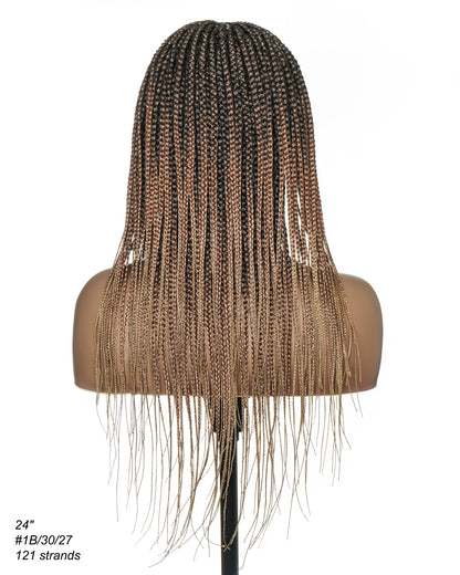24"  Pre Bleached Human Hair Lace Lightweight Knotless HD Lace Box Braided Wig