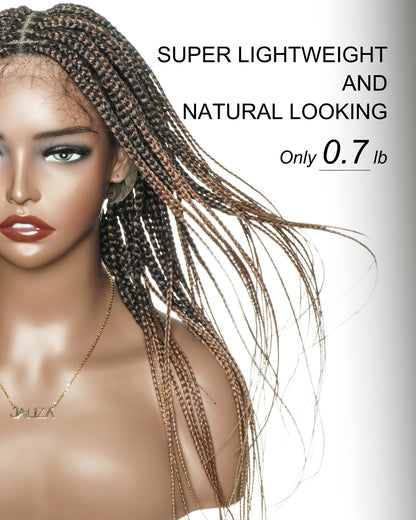 24"  Pre Bleached Human Hair Lace Lightweight Knotless HD Lace Box Braided Wig