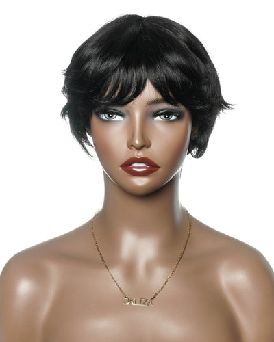 Glueless 100% Human Hair Short Wig Pixie Cut Ultra Comfort For Sensitive Scalps